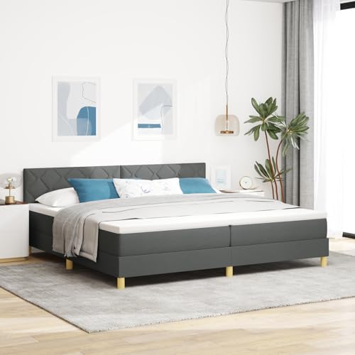 Boxspringbett mit Matratze & LED Dunkelgrau 200x200 cm Stoff, Modernes Bett Elegantes Polsterbett für Schlafzimmer Gästezimmer Apartments Gästebett von Swpsd