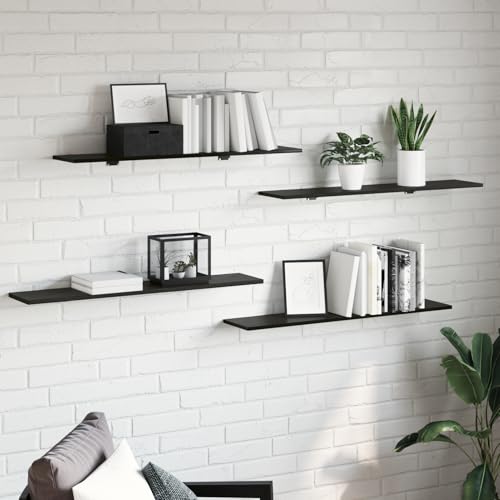Bücherregalbrett, 4 Stück Schwarz 100 x 20 x 1.5 cm Holzwerkstoff, Moderne Regale für Wohnzimmer oder Büro von Swpsd