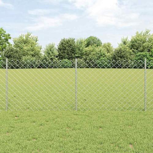 Drahtzaun mit 10 U-Posten Silber 0.8x10 m Stahl, Zaunpfosten Drahtzaun für einfache Einzäunung von Hof Garten Obstplantage3336295 von Swpsd