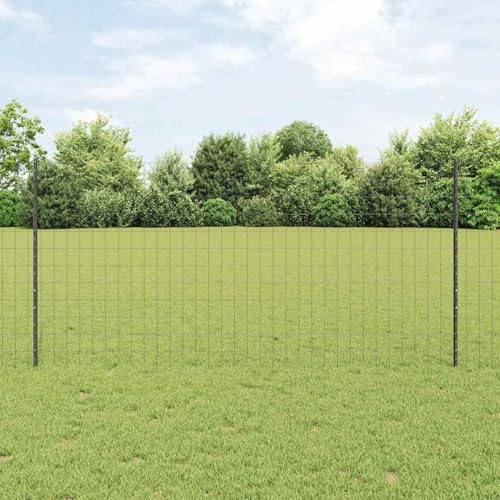 Eurozaun mit 10 U-Posts Grau 1,2x10 m Stahl, Zaunpfosten Drahtzaun für einfache Einzäunung von Hof Garten Obstplantage3336082 von Swpsd