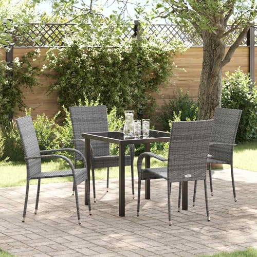 Garten Essgruppe 5 pcs Grau Poly Rattan, Gartentisch Stühlen Gartenmöbel Set for Outdoor Essbereich Balkon Café3379409 Garten Essgruppe 5 pcs Grau Poly Rattan, Gartentisch Stühlen Gartenmöbel Set for Outdoor Essbereich Balkon Café3379409 von Swpsd