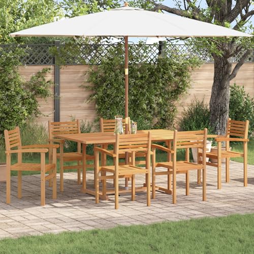 Garten Essgruppe 7 pcs Braun Massives Teakholz, Gartentisch Stühlen Gartenmöbel Set for Outdoor Essbereich Balkon Café3375775 von Swpsd