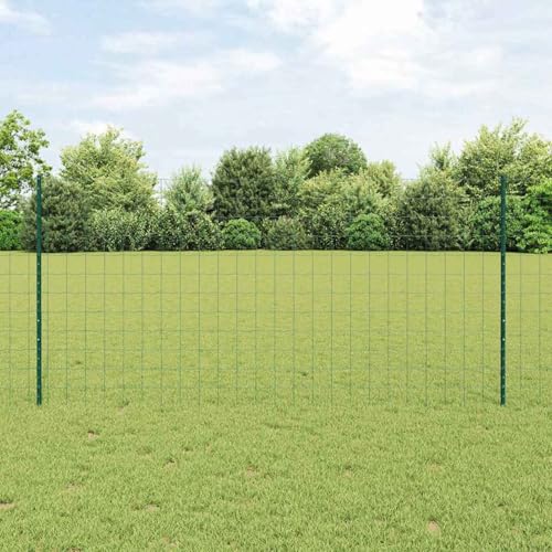 Gartenzaun-Set 2er Set Grün Pulverbeschichteter Stahl Mittel, Zaunpfosten Drahtzaun für einfache Einzäunung von Hof Garten Obstplantage3336000 von Swpsd