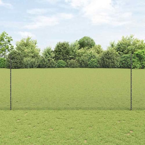 Gelöteter Drahtzaun mit 10 U-Posten Grau 1,4x10 m Stahl, Zaunpfosten Drahtzaun für einfache Einzäunung von Hof Garten Obstplantage3336571 von Swpsd
