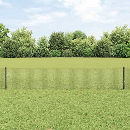 Geschweißter Drahtzaun mit 11 U-Posten Grau 0.4 x 25 m Stahl, Zaunpfosten Drahtzaun für einfache Einzäunung von Hof Garten Obstplantage3336582 von Swpsd