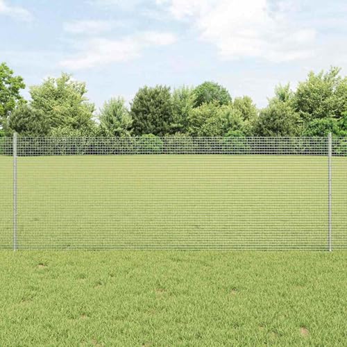Geschweißter Drahtzaun mit 11 U-Posts Silber 0,8x25 m Stahl, Zaunpfosten Drahtzaun für einfache Einzäunung von Hof Garten Obstplantage3336357 von Swpsd