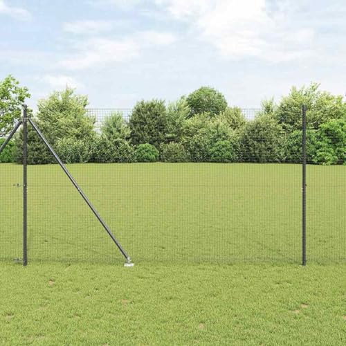 Geschweißter Drahtzaun mit 13 Spike-Posts Grau 1,5x25 m Stahl, Zaunpfosten Maschendrahtgeflecht Drahtzaun für einfache Einzäunung von Hof Garten Obstplantage3352213 von Swpsd