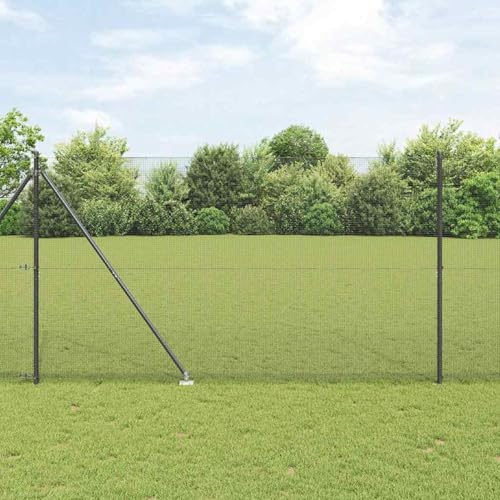 Geschweißter Drahtzaun mit 13 Spike-Posts Grau 1,6x25 m Stahl, Zaunpfosten Maschendrahtgeflecht Drahtzaun für einfache Einzäunung von Hof Garten Obstplantage3352214 von Swpsd