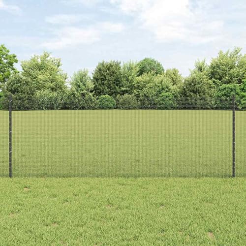 Geschweißter Drahtzaun mit 22 U-Posten Grau 0,8x50 m Stahl, Zaunpfosten Drahtzaun für einfache Einzäunung von Hof Garten Obstplantage3336628 von Swpsd