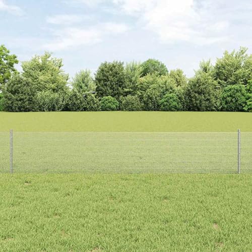 Geschweißter Drahtzaun mit 5 U-Posten Silber 0.4x10 m Stahl, Zaunpfosten Drahtzaun für einfache Einzäunung von Hof Garten Obstplantage3336309 von Swpsd