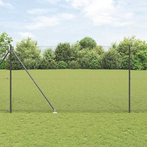 Geschweißter Drahtzaun mit 7 Spike-Posts Grau 1,5x10 m Stahl, Zaunpfosten Maschendrahtgeflecht Drahtzaun für einfache Einzäunung von Hof Garten Obstplantage3352176 von Swpsd