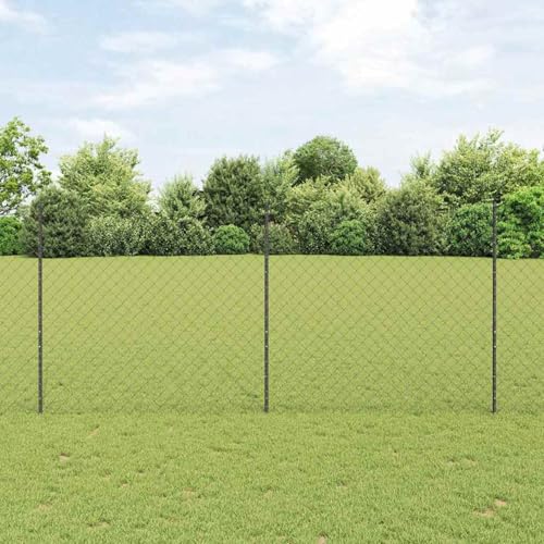 Kettengitterzaun mit 44 U-Posts Grau 1.4x25 m Stahl, Zaunpfosten Drahtzaun für einfache Einzäunung von Hof Garten Obstplantage3336282 von Swpsd