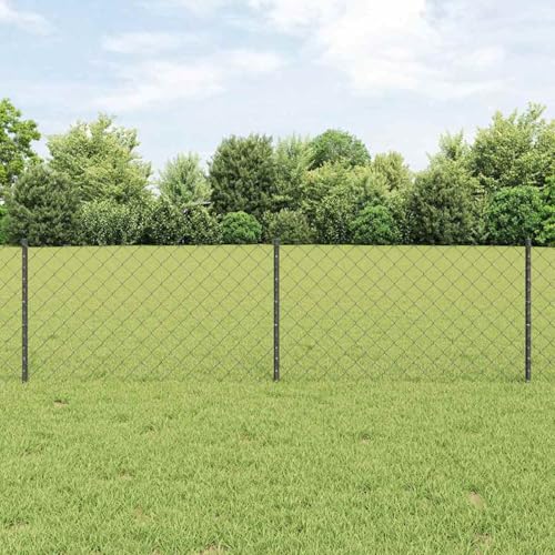 Kettengliederzaun mit 22 U-Posten Grau 0,6x25 m Stahl, Zaunpfosten Drahtzaun für einfache Einzäunung von Hof Garten Obstplantage3336278 von Swpsd