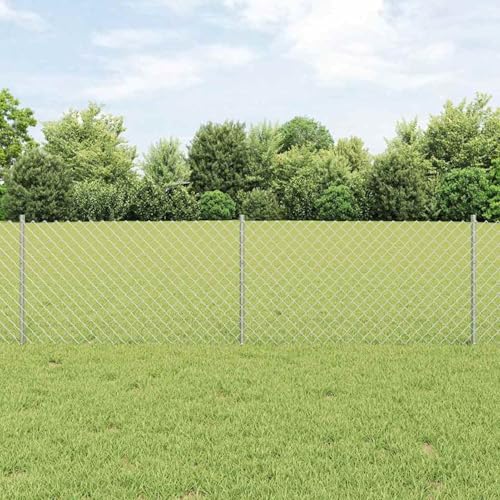 Kettengliedzaun mit 2 U-Posten Silber 0,6 x 25 m Stahl, Zaunpfosten Drahtzaun für einfache Einzäunung von Hof Garten Obstplantage3336302 von Swpsd