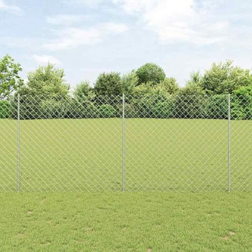 Kettengliedzaun mit 20 U-Posts Silber 1,4x10 m Stahl, Zaunpfosten Drahtzaun für einfache Einzäunung von Hof Garten Obstplantage3336298 von Swpsd