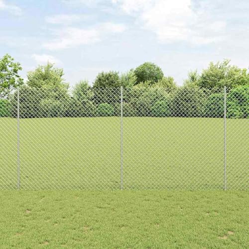 Kettenschlosszaun mit 20 U-Posten Silber 1,5x10 m Stahl, Zaunpfosten Drahtzaun für einfache Einzäunung von Hof Garten Obstplantage3336291 von Swpsd