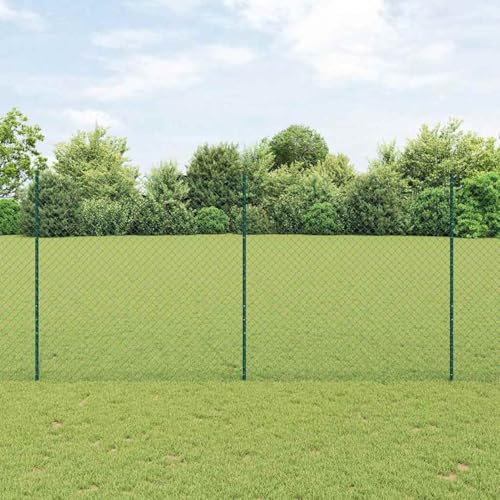 Kettenzaun mit 10 U-Posten Grün 1,5x10 m Stahl, Zaunpfosten Drahtzaun für einfache Einzäunung von Hof Garten Obstplantage3336235 von Swpsd