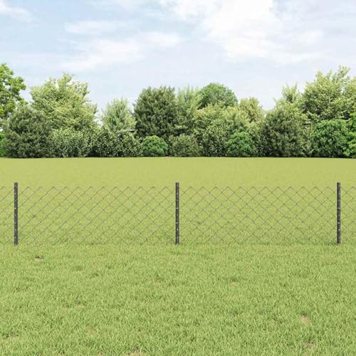 Kettenzaun mit 10 U-Posts Grau 0.4x10 m Stahl, Zaunpfosten Drahtzaun für einfache Einzäunung von Hof Garten Obstplantage3336265 von Swpsd