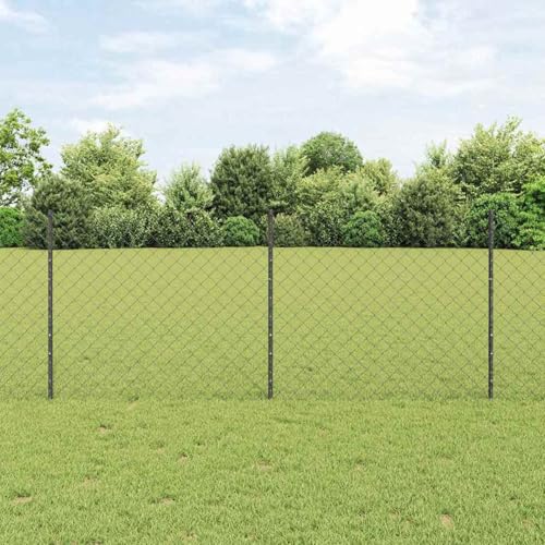 Kettenzaun mit 20 U-Posten Grau 1x10 m Stahl, Zaunpfosten Drahtzaun für einfache Einzäunung von Hof Garten Obstplantage3336268 von Swpsd