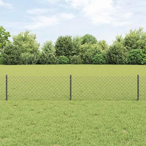 Kettenzaun mit 22 U-Posten Grau 0,4x25 m Stahl, Zaunpfosten Drahtzaun für einfache Einzäunung von Hof Garten Obstplantage3336273 von Swpsd