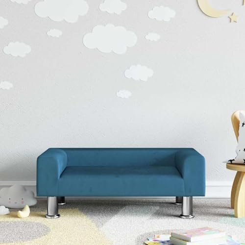 Kindersofa Blau 70x45x26,5 cm Samt, Modernes Loungesofa Sofagarnitur Gästesofa für Wohnzimmer Schlafzimmer Spielzimmer3196329 von Swpsd