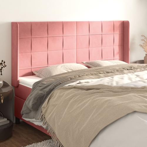 Kopfteil mit Ohren Rosa 203x16x118/128 cm Samt, Bett-Kopfteile Wand Kopfteil Betthaupt Bettzubehör Schlafzimmer3119651 Kopfteil mit Ohren Rosa 203x16x118/128 cm Samt, Bett-Kopfteile Wand Kopfteil Betthaupt Bettzubehör Schlafzimmer3119651 von Swpsd
