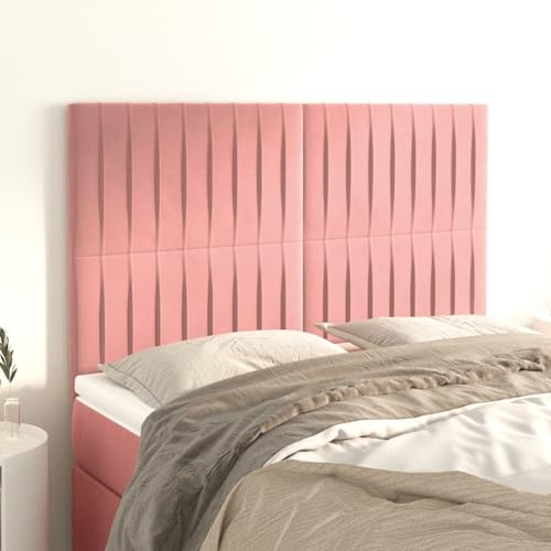 Kopfteile 4 STK. Rosa 72x5x78/88 cm Samt, Bett-Kopfteile Wand Kopfteil Betthaupt Bettzubehör Schlafzimmer3116623 von Swpsd
