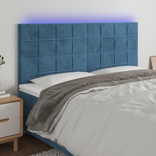 LED Kopfteil Dunkelblau 180x5x118/128 cm Samt, Bett-Kopfteile Wand Kopfteil Betthaupt Bettzubehör Schlafzimmer3122488 LED Kopfteil Dunkelblau 180x5x118/128 cm Samt, Bett-Kopfteile Wand Kopfteil Betthaupt Bettzubehör Schlafzimmer3122488 von Swpsd