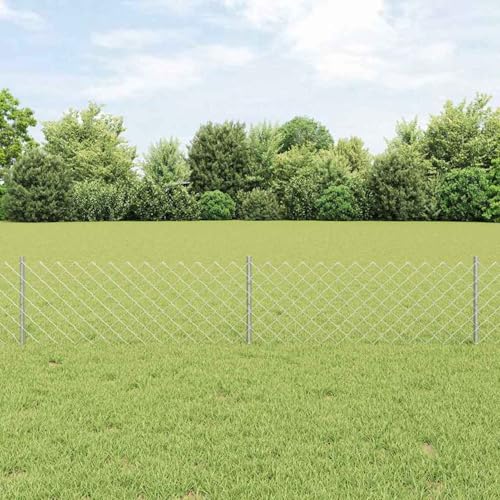 Maschendrahtzaun mit 22 U-Posten Silber 0.4x25 m Stahl, Zaunpfosten Drahtzaun für einfache Einzäunung von Hof Garten Obstplantage3336304 von Swpsd