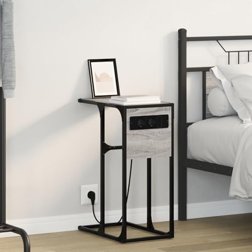 Nachttisch Grau Sonoma 41,5 x 26 x 60,5 cm Holzwerkstoff, Schlafzimmer Nachtschrank Stilvolles Nachtkästchen für Wohnzimmer Hotelzimmer859603 von Swpsd