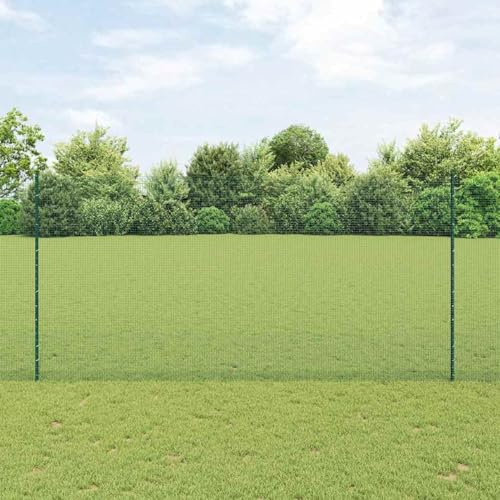 Schweißdrahtzaun mit 11 U-Posten Grün 1.5x25 m Stahl, Zaunpfosten Drahtzaun für einfache Einzäunung von Hof Garten Obstplantage3336492 von Swpsd