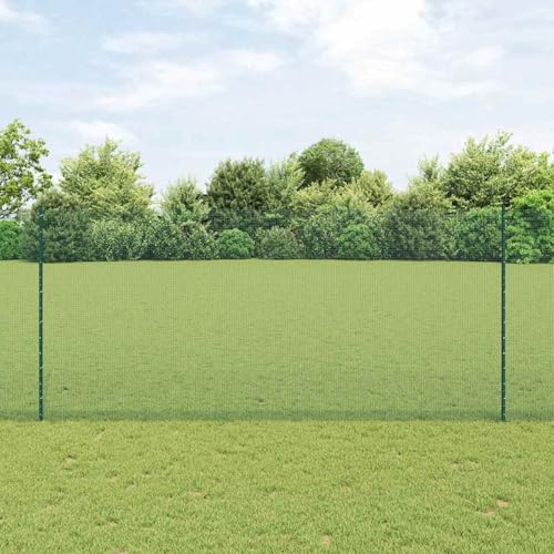 Schweißdrahtzaun mit 5 U-Posten Grün 1,4x10 m Stahl, Zaunpfosten Drahtzaun für einfache Einzäunung von Hof Garten Obstplantage3336452 von Swpsd