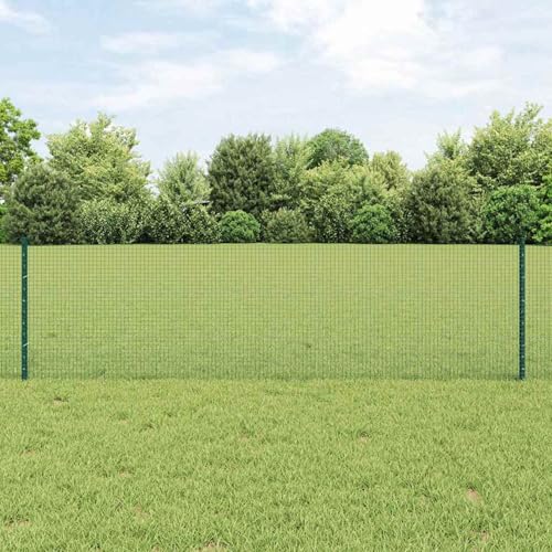 Schweißdrahtzaun mit 5 U-Posts Grüner 0.6x10 m Stahl, Zaunpfosten Drahtzaun für einfache Einzäunung von Hof Garten Obstplantage3336437 von Swpsd