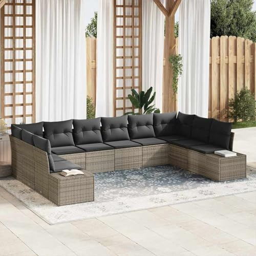 Swpsd 10-teiliges Garten-Sofa-Set mit Kissen in Grau aus Poly Rattan, Lounge Möbel Gartenmöbel-Set für Balkon Terrasse und Café3347239 Swpsd 10-teiliges Garten-Sofa-Set mit Kissen in Grau aus Poly Rattan, Lounge Möbel Gartenmöbel-Set für Balkon Terrasse und Café3347239 von Swpsd