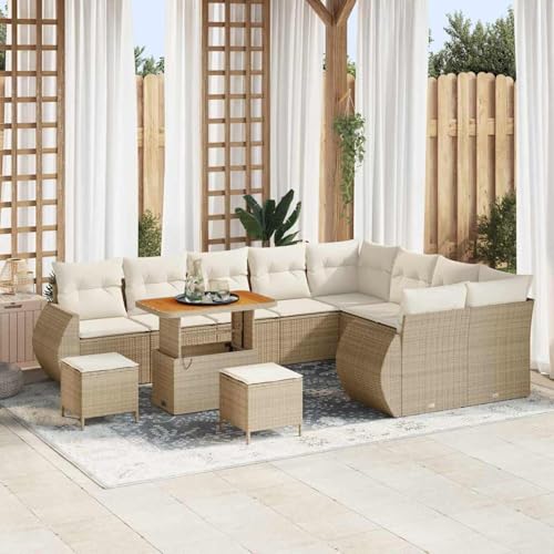 Swpsd 12-teiliges Garten-Sofa-Set mit Kissen Beige, 3-teiliges Garten-Essgruppe mit Kissen Beige, Modulares Gartenmöbel-Set für Balkon Terrasse und Café Swpsd 12-teiliges Garten-Sofa-Set mit Kissen Beige, 3-teiliges Garten-Essgruppe mit Kissen Beige, Modulares Gartenmöbel-Set für Balkon Terrasse und Café von Swpsd