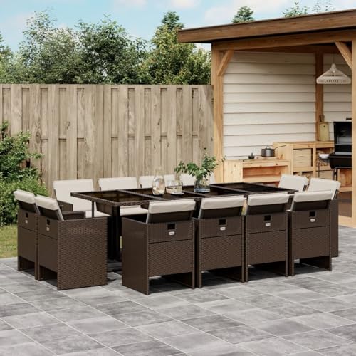 Swpsd 13-TLG. Garten Essgruppe 12 Personen, Gartenmöbel Set 12 Stühle mit Tisch, Garten Sitzgruppe, Essgruppe für Garten Terrasse und Balkon, mit Kissen Braun Poly Rattan/ T1589BT Swpsd 13-TLG. Garten Essgruppe 12 Personen, Gartenmöbel Set 12 Stühle mit Tisch, Garten Sitzgruppe, Essgruppe für Garten Terrasse und Balkon, mit Kissen Braun Poly Rattan/ T1589BT von Swpsd