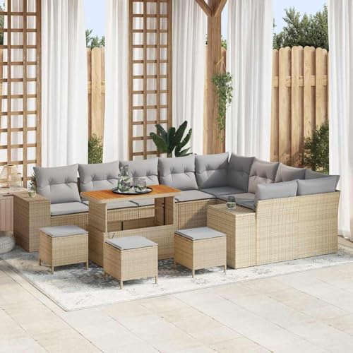 Swpsd 13-teilige Garten-Sofaset mit Kissen Beige, 4-teiliges Garten-Essgruppe mit Kissen Beige, Modulares Gartenmöbel-Set für Balkon Terrasse und Café Swpsd 13-teilige Garten-Sofaset mit Kissen Beige, 4-teiliges Garten-Essgruppe mit Kissen Beige, Modulares Gartenmöbel-Set für Balkon Terrasse und Café von Swpsd