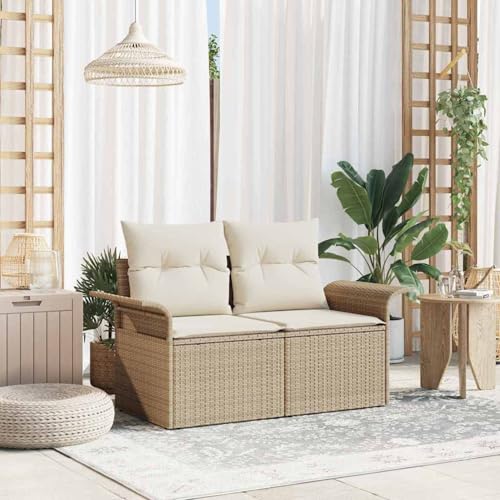Swpsd 2-Sitzer Gartensofa mit Kissen Beige Polyrattan, Modulares Gartenmöbel-Set für Balkon Terrasse und Café42006696 Swpsd 2-Sitzer Gartensofa mit Kissen Beige Polyrattan, Modulares Gartenmöbel-Set für Balkon Terrasse und Café42006696 von Swpsd
