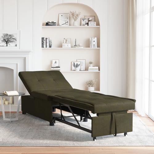 Swpsd 3-in-1 Schlafsofa Dunkelgraues Faux Wildleder, Schlafsofa Gästesofa Bettsofa für Wohnzimmer Schlafzimmer Heimkino von Swpsd
