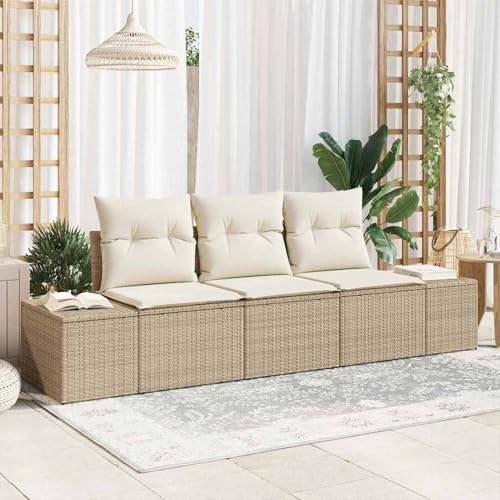 Swpsd 3-teiliges Garten-Sofa-Set mit Kissen Beige Poly Rattan, Lounge Möbel Gartenmöbel-Set für Balkon Terrasse und Café3346921 Swpsd 3-teiliges Garten-Sofa-Set mit Kissen Beige Poly Rattan, Lounge Möbel Gartenmöbel-Set für Balkon Terrasse und Café3346921 von Swpsd