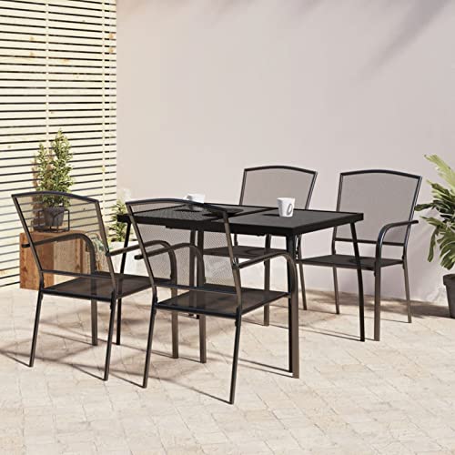 Swpsd 5-TLG. Garten Essgruppe 4 Personen, Gartenmöbel Set 4 Stühle mit Tisch, Garten Sitzgruppe, Essgruppe für Garten Terrasse und Balkon, Anthrazit Stahl/ T377BT von Swpsd