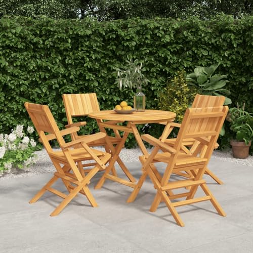 Swpsd 5-TLG. Garten Essgruppe 4 Personen, Gartenmöbel Set 4 Stühle mit Tisch, Garten Sitzgruppe, Essgruppe für Garten Terrasse und Balkon, Massivholz Teak/ T331BT von Swpsd