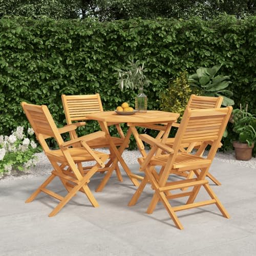 Swpsd 5-TLG. Garten Essgruppe 4 Personen, Gartenmöbel Set 4 Stühle mit Tisch, Garten Sitzgruppe, Essgruppe für Garten Terrasse und Balkon, Massivholz Teak/ T365BT von Swpsd