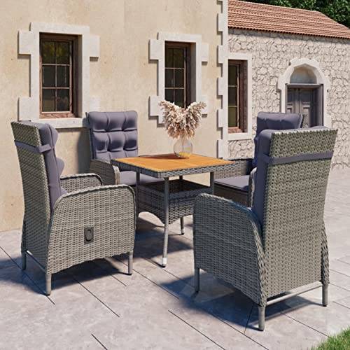 Swpsd 5-TLG. Garten Essgruppe 4 Personen, Gartenmöbel Set 4 Stühle mit Tisch, Garten Sitzgruppe, Essgruppe für Garten Terrasse und Balkon, Poly Rattan und Akazienholz Grau Swpsd 5-TLG. Garten Essgruppe 4 Personen, Gartenmöbel Set 4 Stühle mit Tisch, Garten Sitzgruppe, Essgruppe für Garten Terrasse und Balkon, Poly Rattan und Akazienholz Grau von Swpsd