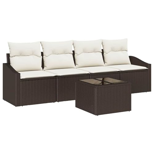 Swpsd 5-teilige Garten-Essgruppe mit Kissen Braun Poly Rattan, Modulares Gartenmöbel-Set für Balkon Terrasse und Café3355257 Swpsd 5-teilige Garten-Essgruppe mit Kissen Braun Poly Rattan, Modulares Gartenmöbel-Set für Balkon Terrasse und Café3355257 von Swpsd