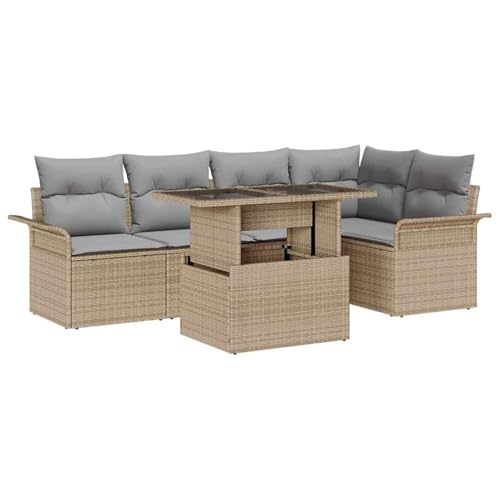 Swpsd 6-teiliges Garten-Sofaset mit Kissen Beige Poly-Rattan, 2-Sitzer Garten-Sofa mit Stauraum&Wesen Beige Poly-Rattan, Modulares Gartenmöbel-Set für Balkon Terrasse und Café3357023 Swpsd 6-teiliges Garten-Sofaset mit Kissen Beige Poly-Rattan, 2-Sitzer Garten-Sofa mit Stauraum&Wesen Beige Poly-Rattan, Modulares Gartenmöbel-Set für Balkon Terrasse und Café3357023 von Swpsd