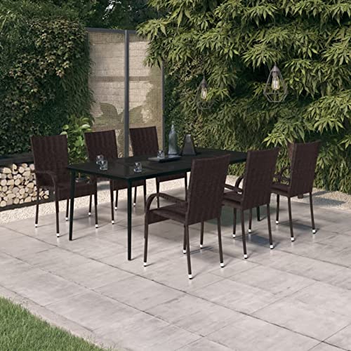 Swpsd 7-TLG. Garten Essgruppe 6 Personen, Gartenmöbel Set 6 Stühle mit Tisch, Garten Sitzgruppe, Essgruppe für Garten Terrasse und Balkon, Braun und Schwarz Swpsd 7-TLG. Garten Essgruppe 6 Personen, Gartenmöbel Set 6 Stühle mit Tisch, Garten Sitzgruppe, Essgruppe für Garten Terrasse und Balkon, Braun und Schwarz von Swpsd