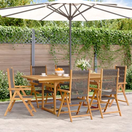 Swpsd 7-TLG. Garten Essgruppe 6 Personen, Gartenmöbel Set 6 Stühle mit Tisch, Garten Sitzgruppe, Essgruppe für Garten Terrasse und Balkon, Polypropylen und Massivholz Grau/ T700BT von Swpsd