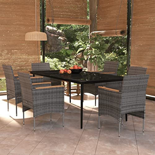Swpsd 7-TLG. Garten Essgruppe 6 Personen, Gartenmöbel Set 6 Stühle mit Tisch, Garten Sitzgruppe, Essgruppe für Garten Terrasse und Balkon, mit Kissen Grau und Schwarz/ T1028BT Swpsd 7-TLG. Garten Essgruppe 6 Personen, Gartenmöbel Set 6 Stühle mit Tisch, Garten Sitzgruppe, Essgruppe für Garten Terrasse und Balkon, mit Kissen Grau und Schwarz/ T1028BT von Swpsd