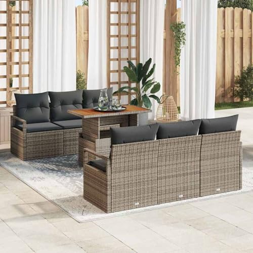 Swpsd 7-teiliges Garten-Sofa-Set mit Kissen Grau Poly Rattan Akazie, 2-Sitzer Garten-Sofa mit Kissen Grau Poly Rattan, Modulares Gartenmöbel-Set für Balkon Terrasse und Café3349656 Swpsd 7-teiliges Garten-Sofa-Set mit Kissen Grau Poly Rattan Akazie, 2-Sitzer Garten-Sofa mit Kissen Grau Poly Rattan, Modulares Gartenmöbel-Set für Balkon Terrasse und Café3349656 von Swpsd